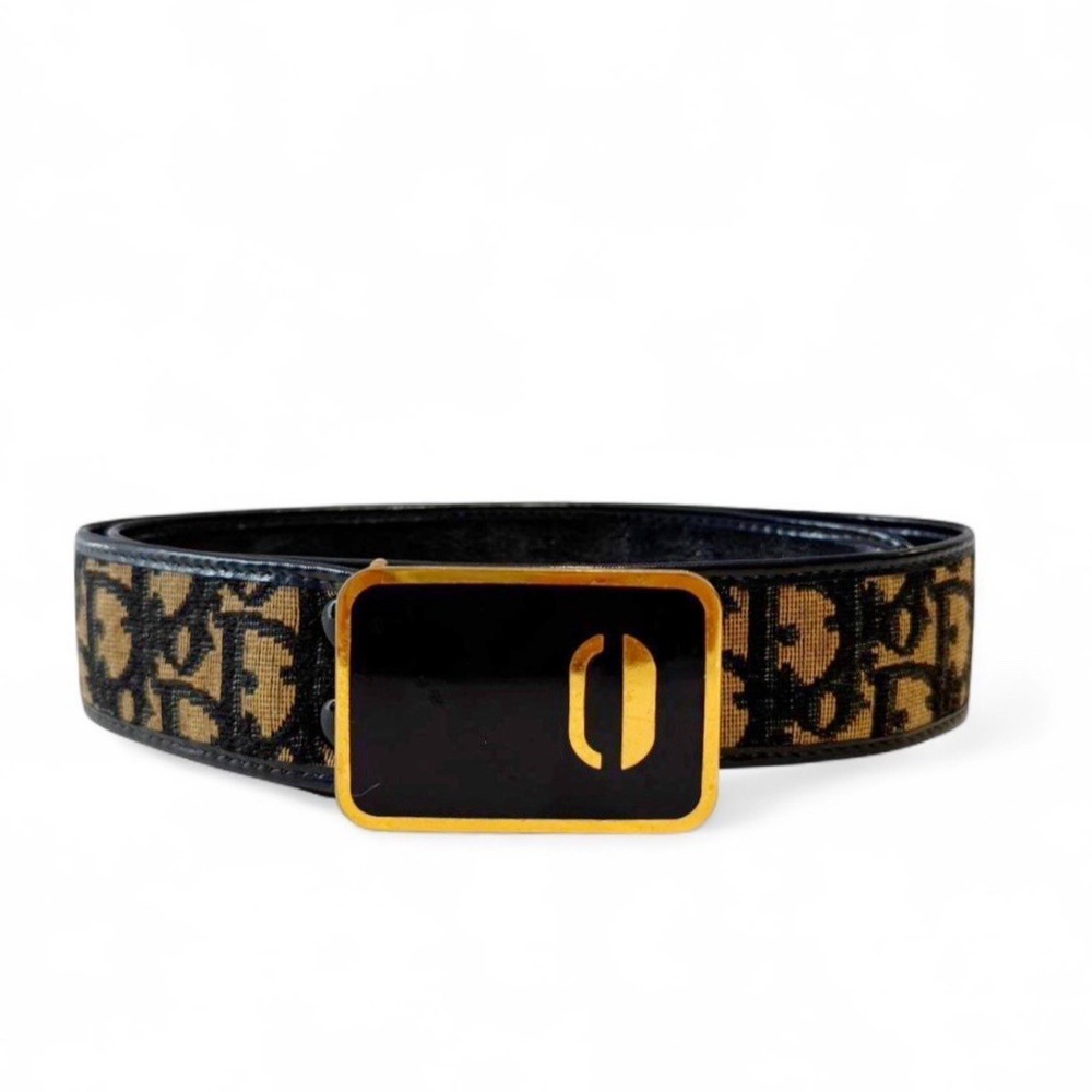 Christian Dior Vintage Monogram Trotter Print Logo Brown Belt 70 26-28 in 70s - Picture 1 of 4